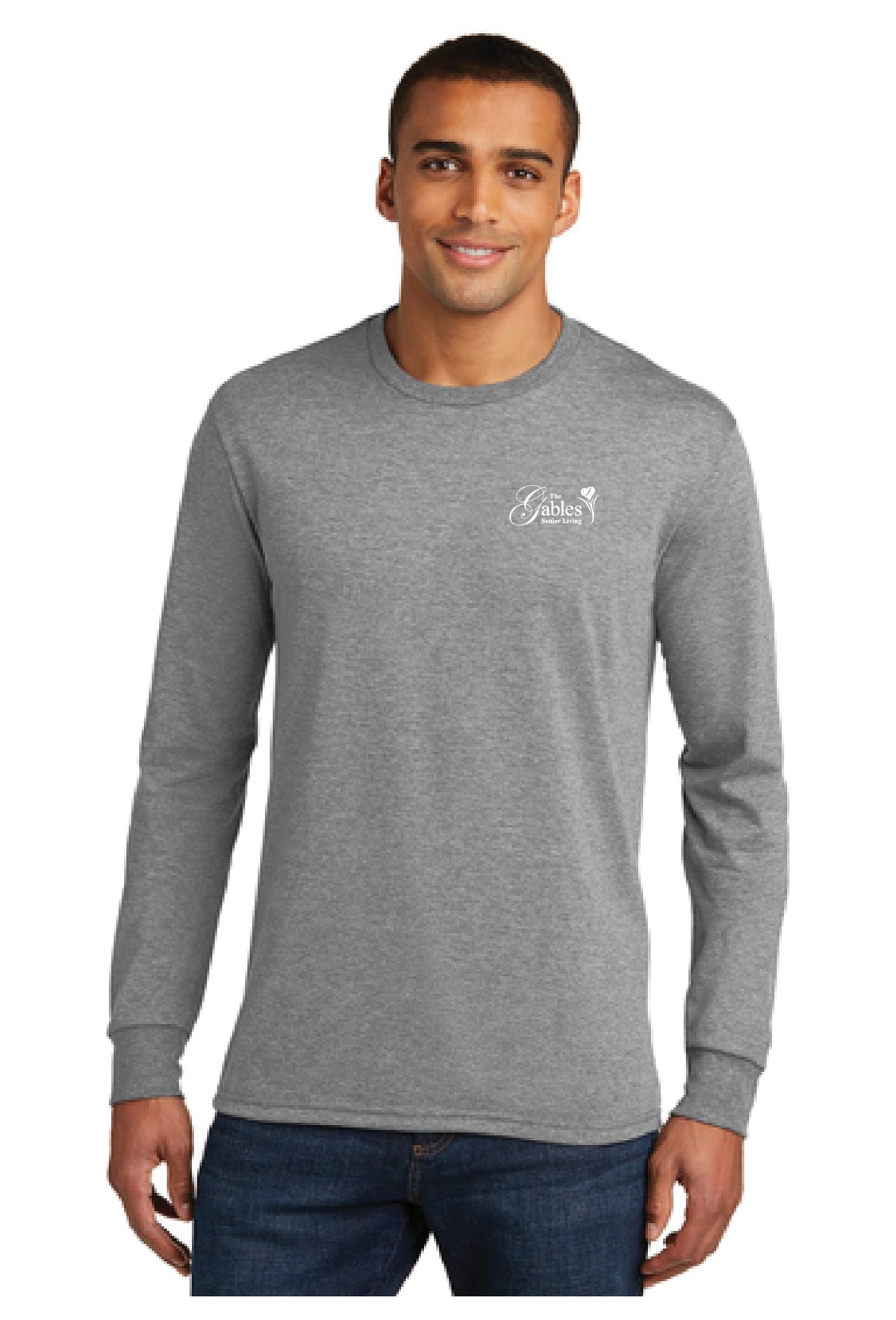 The Gables - DM132_BADGE Men&#39;s Grey Frost Long Sleeve Triblend Tee