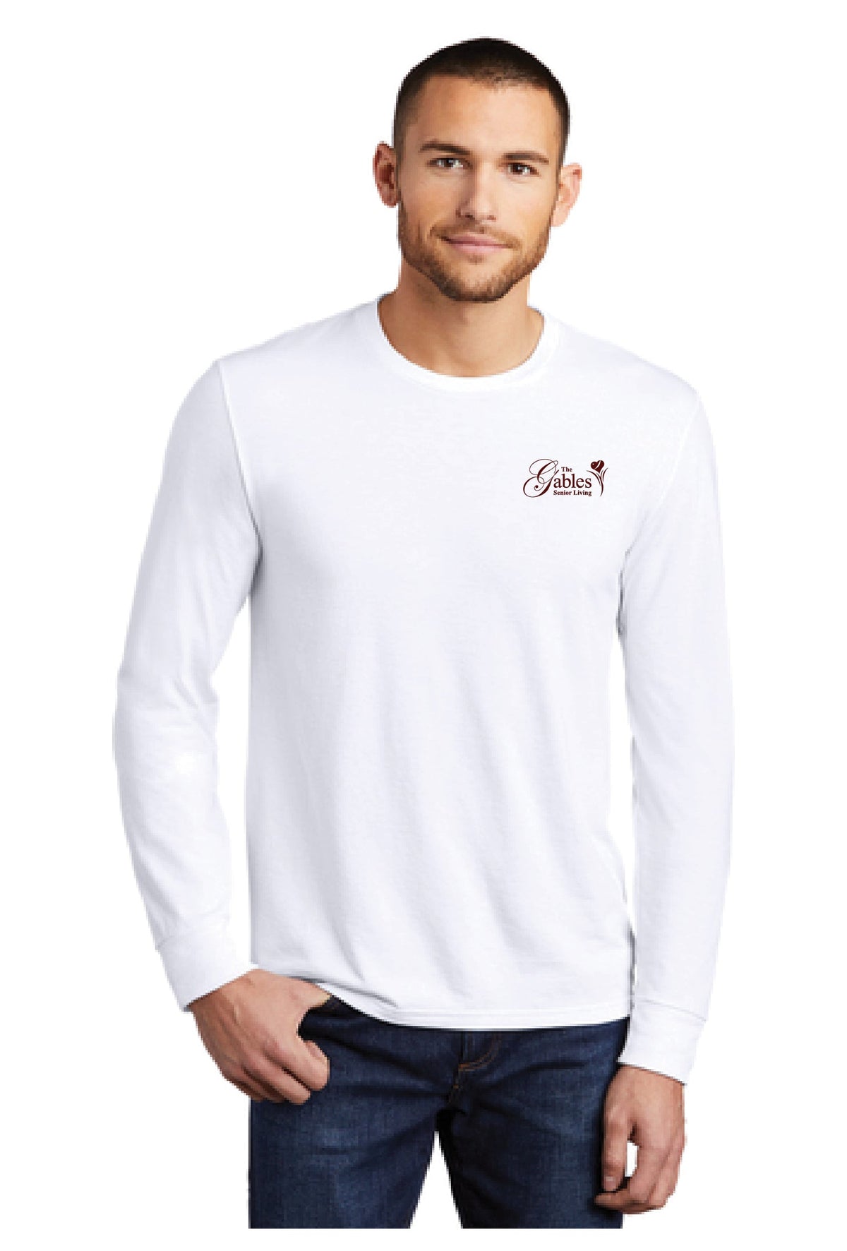 The Gables - DM132_BADGE Men&#39;s White Long Sleeve Triblend Tee