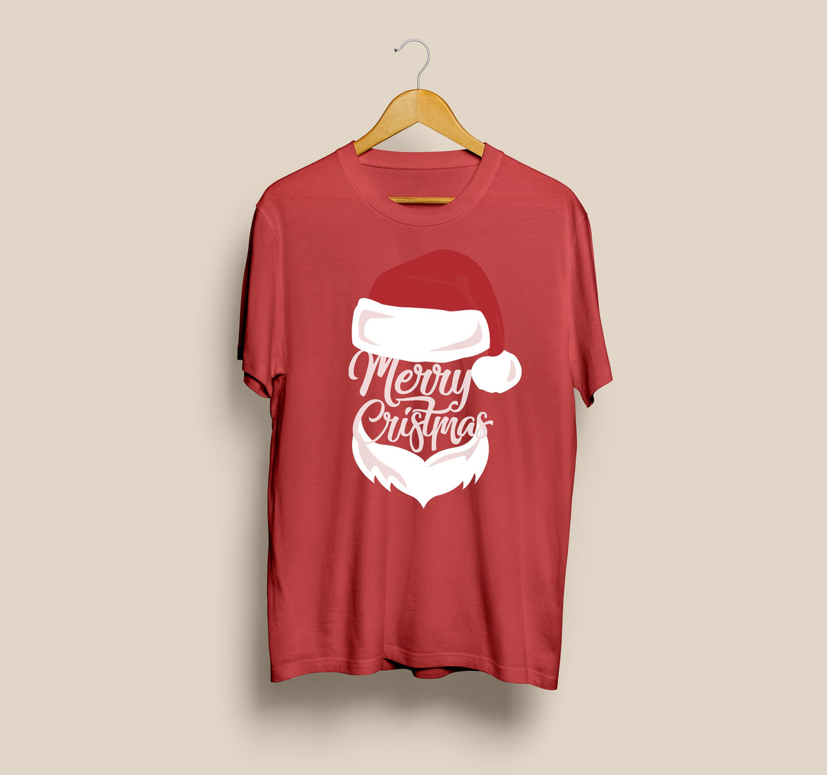 Merry Christmas Santa Hat &amp; Beard Triblend Tee