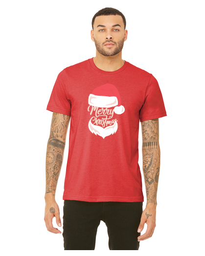 Merry Christmas Santa Hat &amp; Beard Triblend Tee