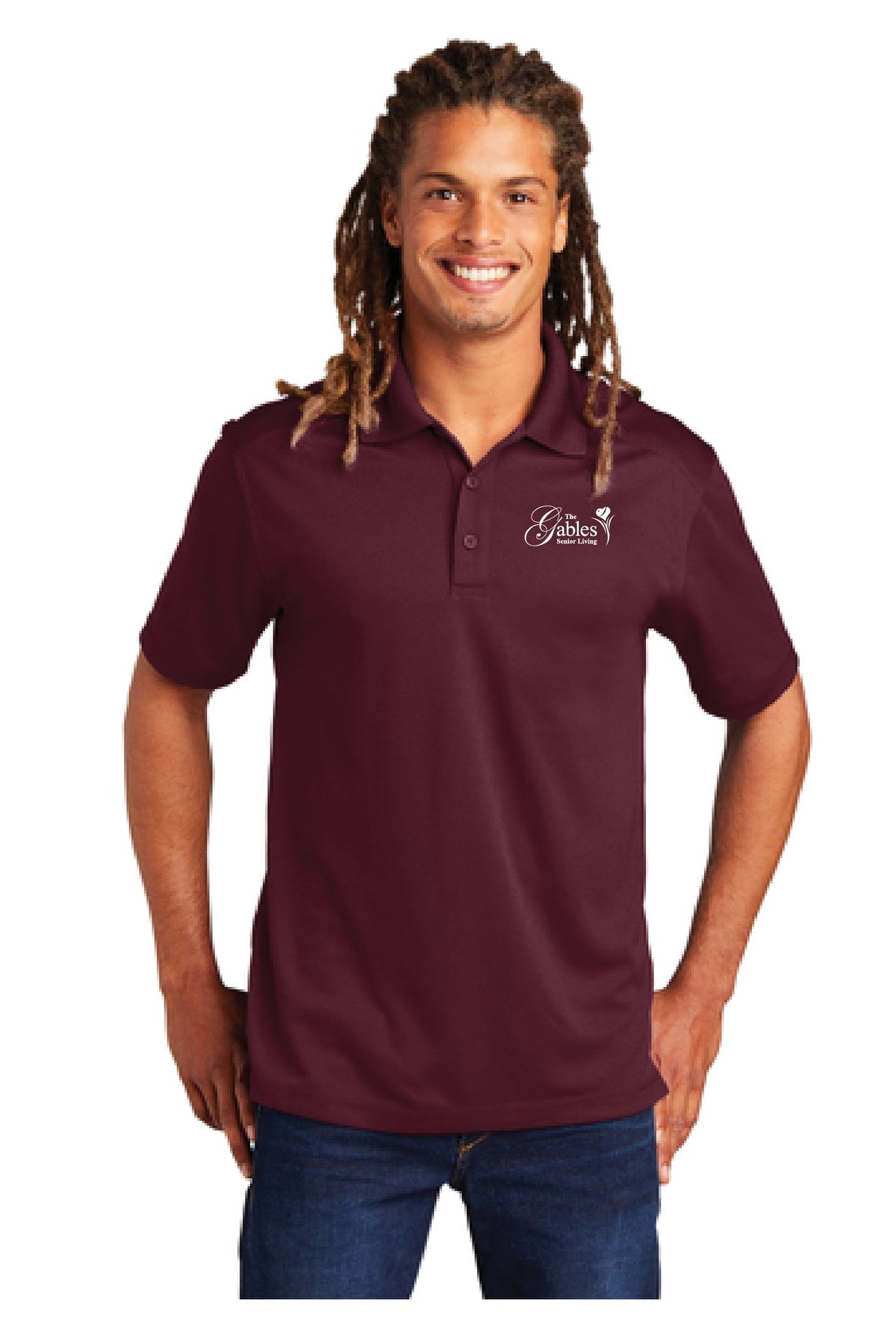The Gables - ST680 Men&#39;s Maroon PosiCharge Micro-Mesh Polo